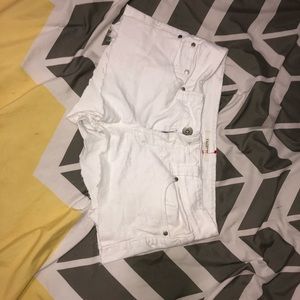 White jean shorts
